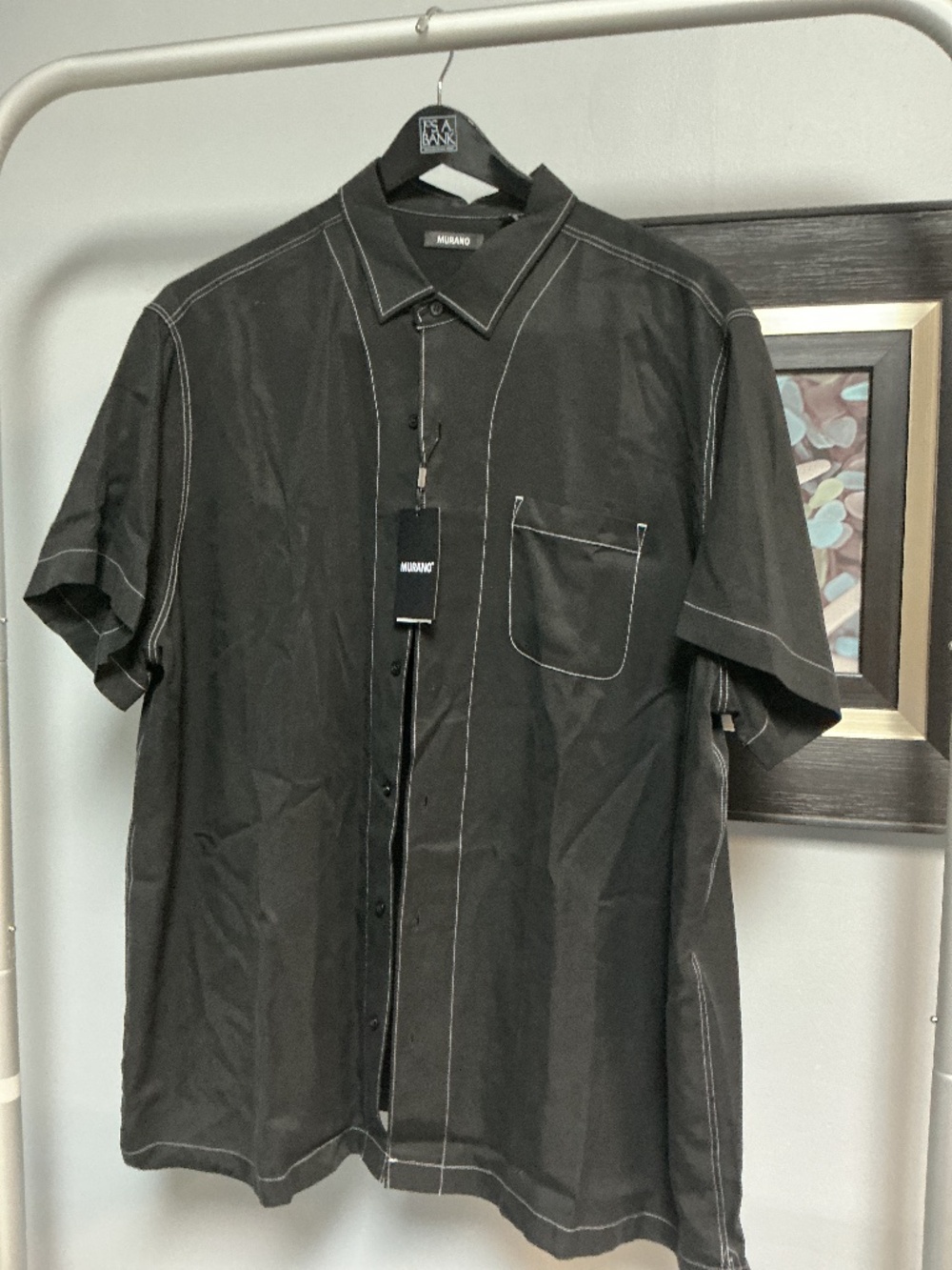 Murano Big and Tall Black Short Sleeve Shirt Size 3XB.